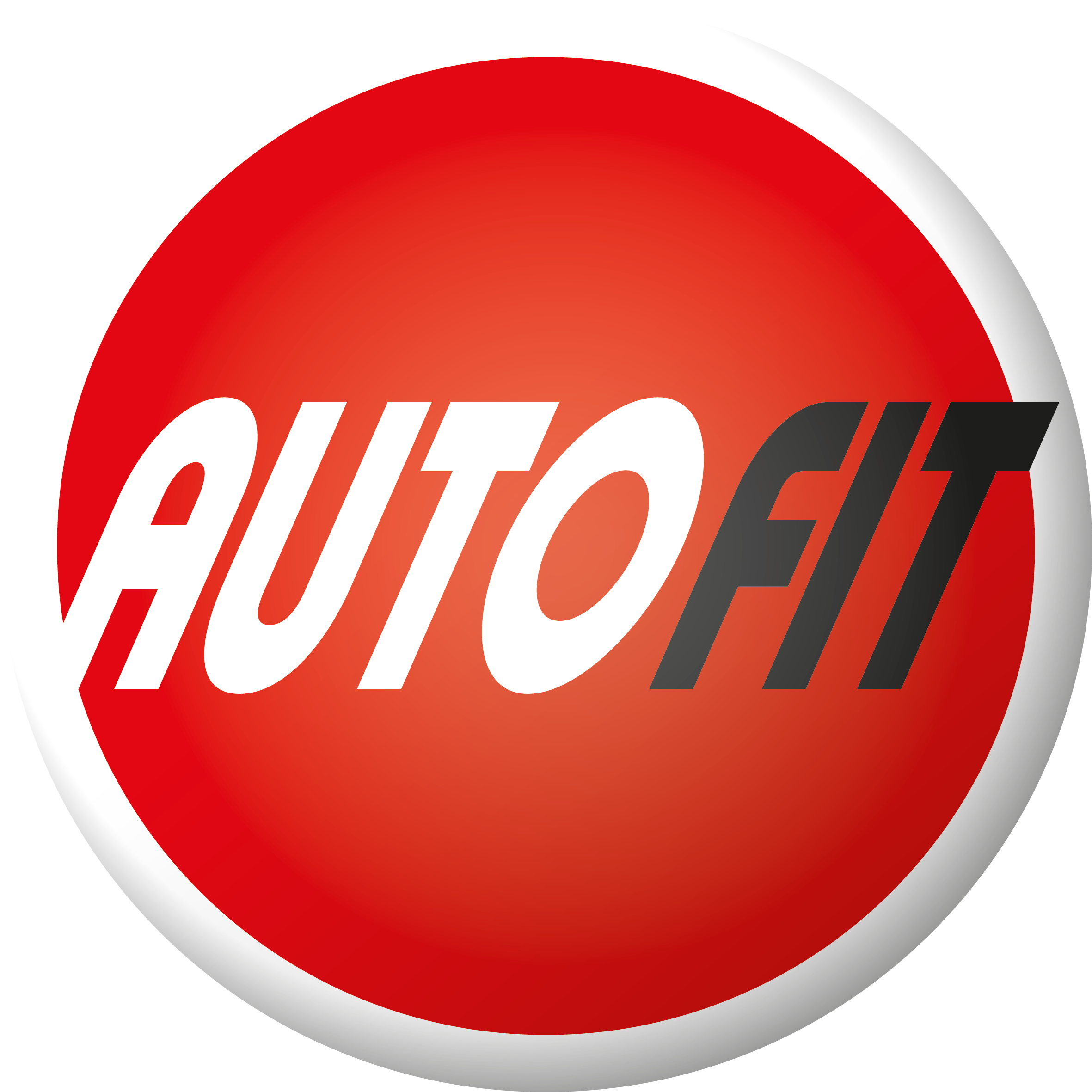 Das Bild zeigt das rot-weiße AUTOFIT-Logo mit dem Schriftzug „AUTOFIT“ in weiß und schwarz auf einem runden, rot verlaufenden Hintergrund.